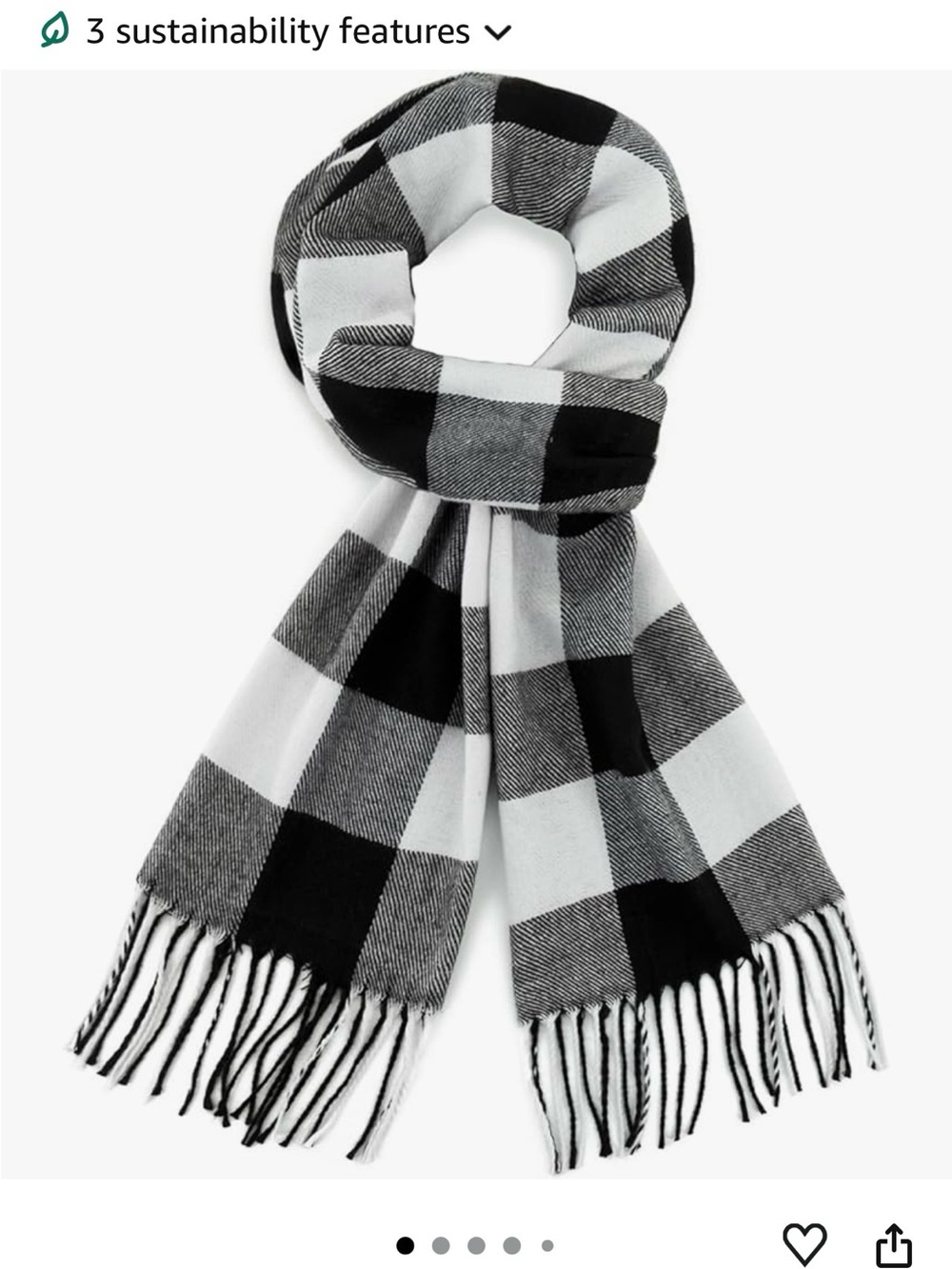 Black & White Check Plaid Scarf - Men